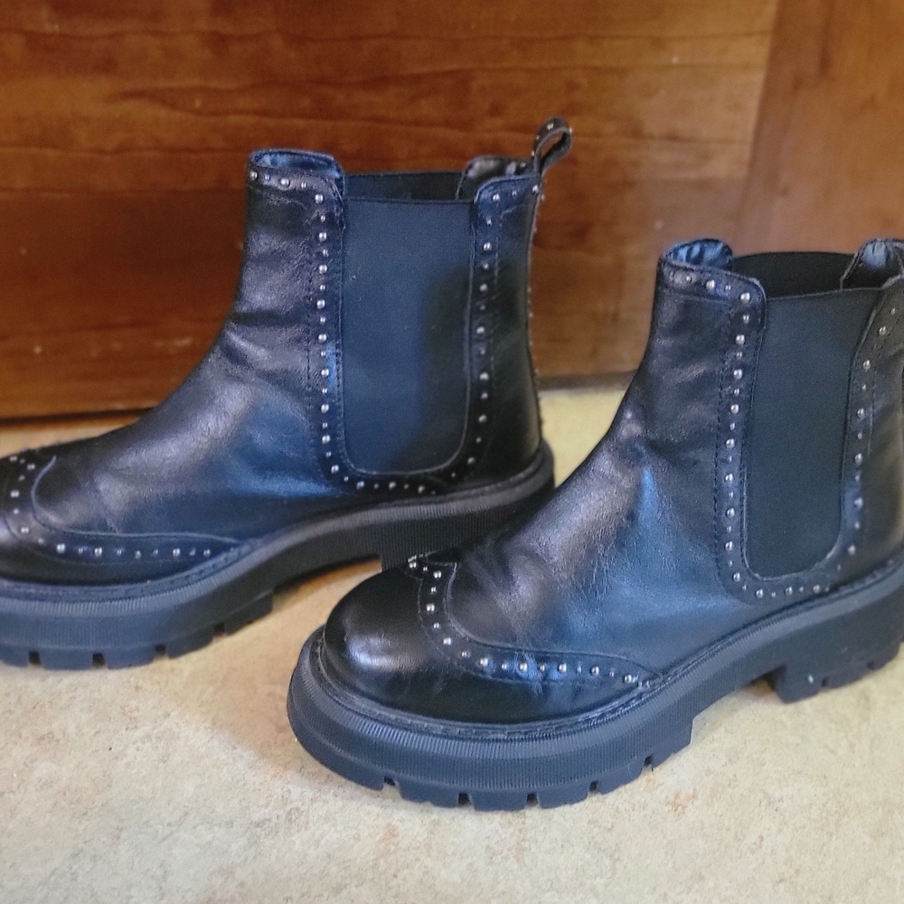 Allonsi Black Studded Chelsea Booties